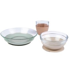 Eetset in glas 3-delig