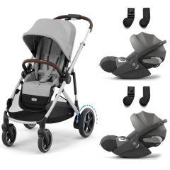 e-Gazelle S kinderwagen + 2 Cloud T i-Size autostoelen