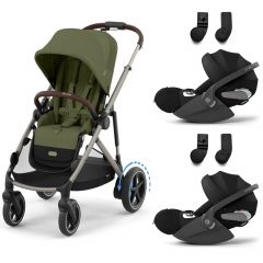 e-Gazelle S kinderwagen + 2 Cloud T i-Size autostoelen