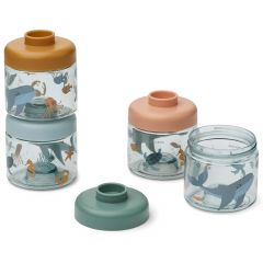 Set van 4 stapelbare Dominique snackboxen