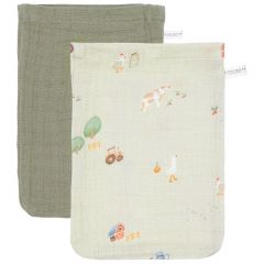 Set van 2 mousseline washandjes