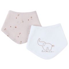 Set van 2 badstof & mousseline bandana slabbetjes Bali - Bali, Moka & Snow