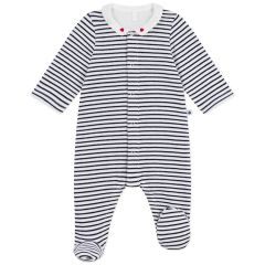 Fluwelen pyjama met kraag Strepen 12m