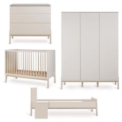 Ashi babykamer: bed 60 x 120 cm + commode + Junior kit + kledingkast XL 3 deuren