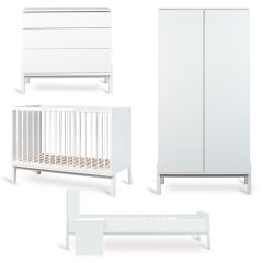 Ashi babykamer: bed 60 x 120 cm + commode + Junior kit + kledingkast 2 deuren