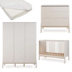 Ashi babykamer: bed 60 x 120 cm + matras + commode + kledingkast XL 3 deuren