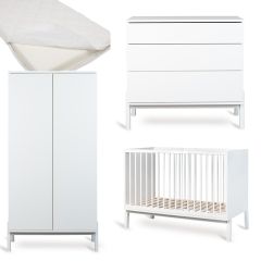 Ashi babykamer: bed 60 x 120 cm + matras + commode + kledingkast 2 deuren