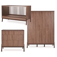 Ashi babykamer: bed 70 x 140 cm + commode + kledingkast XL 3 deuren