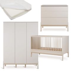 Ashi babykamer: bed 70 x 140 cm + matras + commode + kledingkast XL 3 deuren