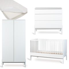 Ashi babykamer: bed 70 x 140 cm + matras + commode + kledingkast 2 deuren