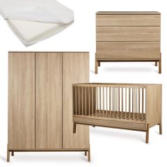 Ashi babykamer: bed 70 x 140 cm + matras + commode + kledingkast XL 3 deuren