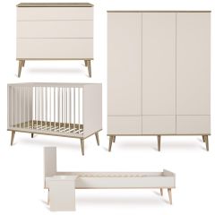Flow babykamer: bed 60 x 120 cm + commode + kledingkast XL 3 deuren + Junior kit