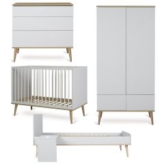 Flow babykamer: bed 60 x 120 cm + commode + kledingkast 2 deuren + Junior kit