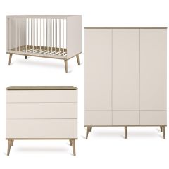 Flow babykamer: bed 60 x 120 cm + commode + kledingkast XL 3 deuren