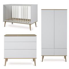 Flow babykamer: bed 60 x 120 cm + commode + kledingkast 2 deuren
