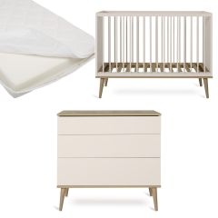 Flow babykamer: bed 60 x 120 cm + matras + commode