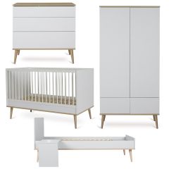 Flow babykamer: bed 70 x 140 cm + commode + kledingkast 2 deuren + Junior kit