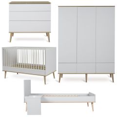 Flow babykamer: bed 70 x 140 cm + commode + kledingkast XL 3 deuren + Junior kit