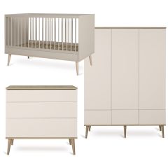 Flow babykamer: bed 70 x 140 cm + commode + kledingkast XL 3 deuren