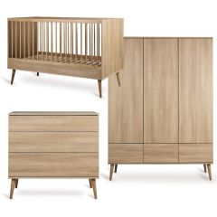 Flow babykamer: bed 70 x 140 cm + commode + kledingkast XL 3 deuren