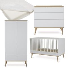 Flow babykamer: bed 70 x 140 cm + matras + commode + kledingkast 2 deuren
