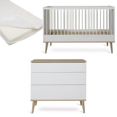 Flow babykamer: bed 70 x 140 cm + matras + commode