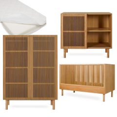 Hai No Ki babykamer: bed 70 x 140 cm + matras + commode + kledingkast 2 deuren