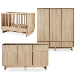 Kyo babykamer: bed 70 x 120 cm + commode XL + kledingkast XL