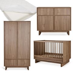 Kyo babykamer: bed 70 x 120 cm + matras + commode + kledingkast