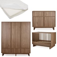 Kyo babykamer: bed 70 x 120 cm + matras + commode + kledingkast XL