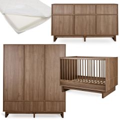 Kyo babykamer: bed 70 x 120 cm + matras + commode XL + kledingkast XL