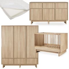 Kyo babykamer: bed 70 x 120 cm + matras + commode XL + kledingkast XL