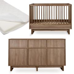 Kyo babykamer: bed 70 x 120 cm + matras + commode XL