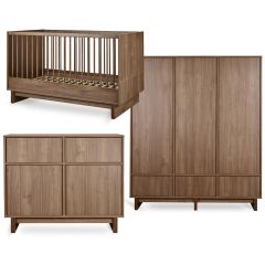 Kyo babykamer: bed 70 x 140 cm + commode + kledingkast XL
