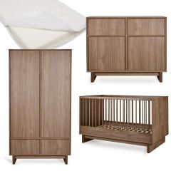 Kyo babykamer: bed 70 x 140 cm + matras + commode + kledingkast
