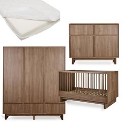 Kyo babykamer: bed 70 x 140 cm + matras + commode + kledingkast XL