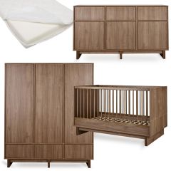 Kyo babykamer: bed 70 x 140 cm + matras + commode XL + kledingkast XL