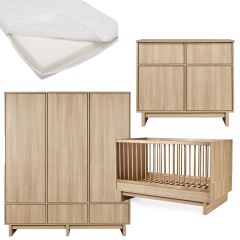 Kyo babykamer: bed 70 x 140 cm + matras + commode + kledingkast XL