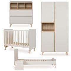 Loft babykamer: bed 60 x 120 cm commode + kledingkast 3 deuren + Junior kit