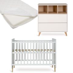 Loft babykamer: bed 60 x 120 cm + matras + commode