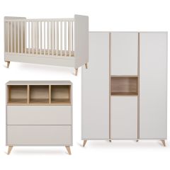 Loft babykamer: bed 70 x 140 cm + commode + kledingkast XL 4 deuren