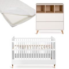 Loft babykamer: bed 70 x 140 cm + matras + commode