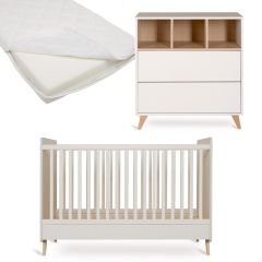 Loft babykamer: bed 70 x 140 cm + matras + commode