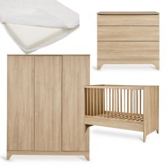 Tsugi babykamer: bed 60 x 120 cm + matras + commode + kledingkast XL
