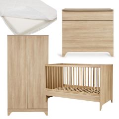 Tsugi babykamer: bed 70 x 140 cm + matras + commode + kledingkast