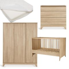 Tsugi babykamer: bed 70 x 140 cm + matras + commode + kledingkast XL