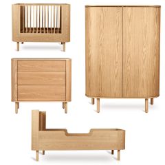 Yume babykamer: bed 70 x 110 cm + commode 3 lades + kledingkast ronde deuren + Junior kit