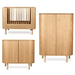 Yume babykamer: bed 70 x 110 cm + commode + kledingkast ronde deuren