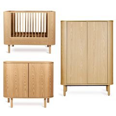 Yume babykamer: bed 70 x 110 cm + commode + kledingkast vlakke deuren