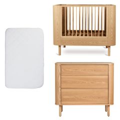 Yume babykamer: bed 70 x 110 cm + matras + commode 3 lades